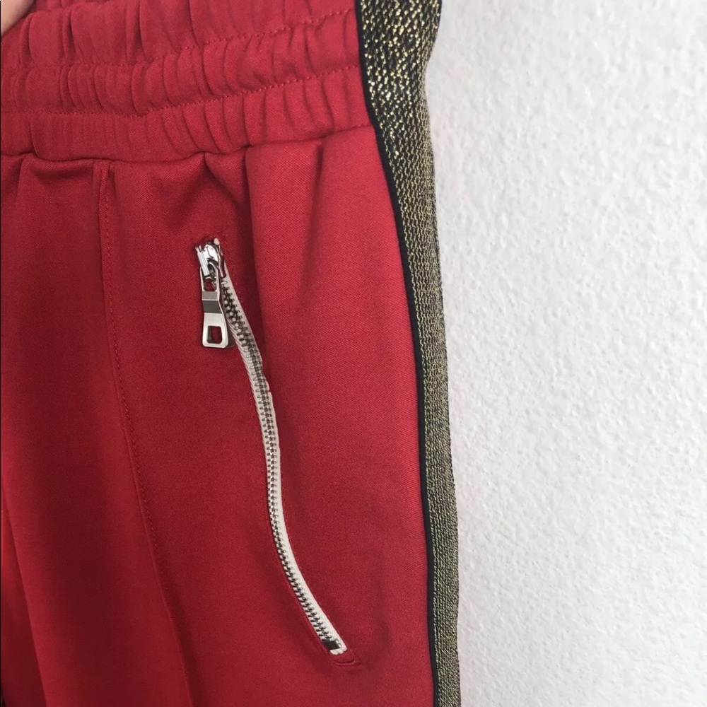 RHUDE Red Rayon Gold Side Stripe Traxedo Pants Med - Picture 4 of 11